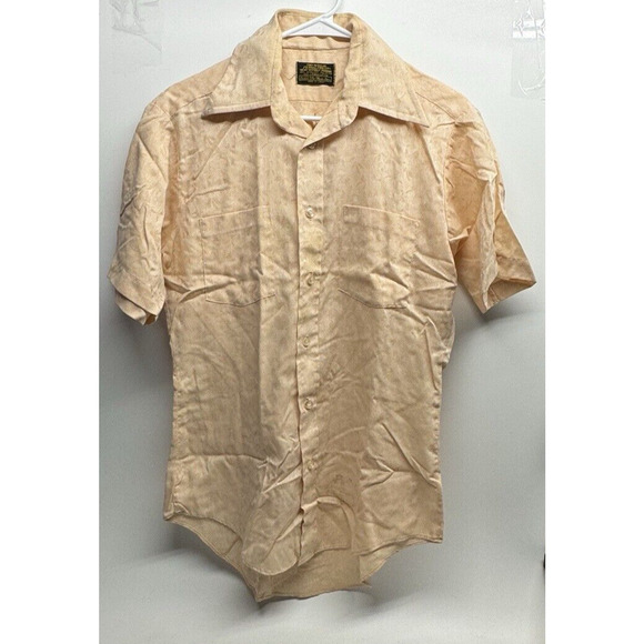 Vintage Sears Perma-Press Medium SHORT Sleeve SHIRT Wide Collar MADE IN JAPAN - Picture 1 of 11